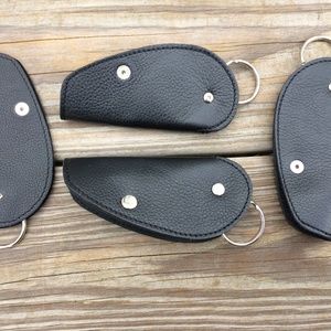 Lot of 4 Car Key Chains Black Genuine Leather